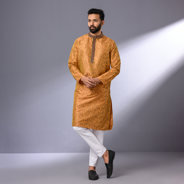 Orange Coloe Executive Jacquard Panjabi