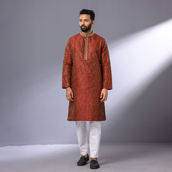 Maroon Coloe Executive Jacquard Panjabi