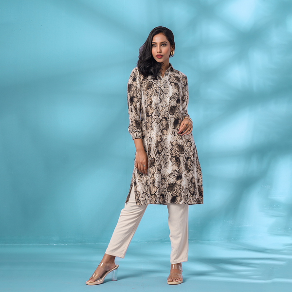 Digital Printed Brown Stylish Long Tunic