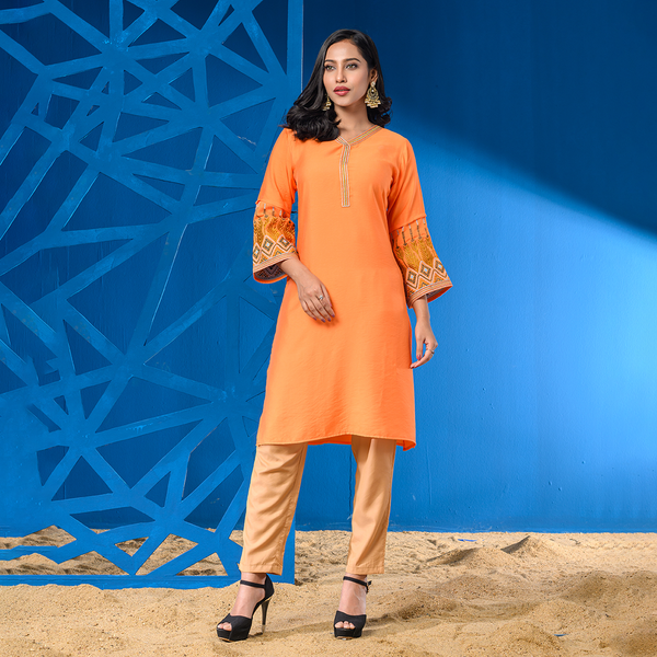 Golden Orange Ladies Long Tunic