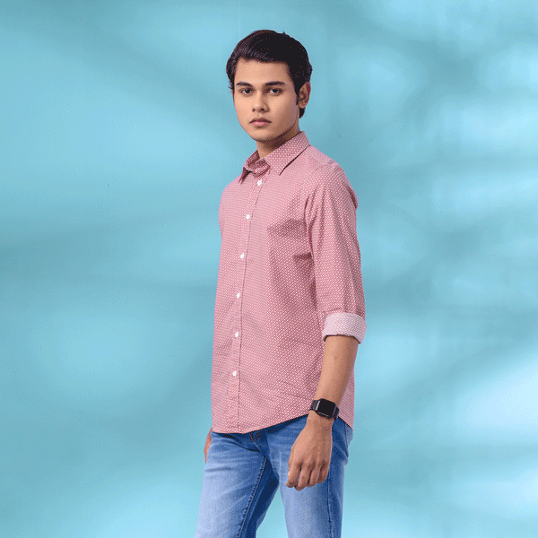 Rose Printed Men`s Casual Shirt