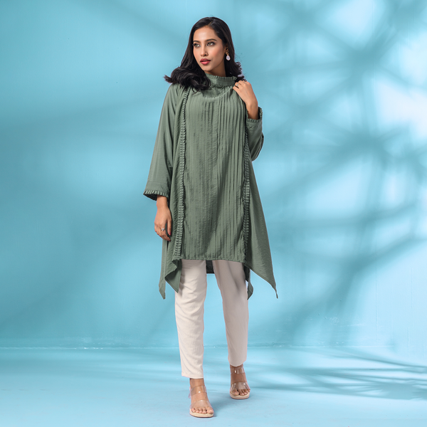 Olive Green Stylish Blend Long Tunic