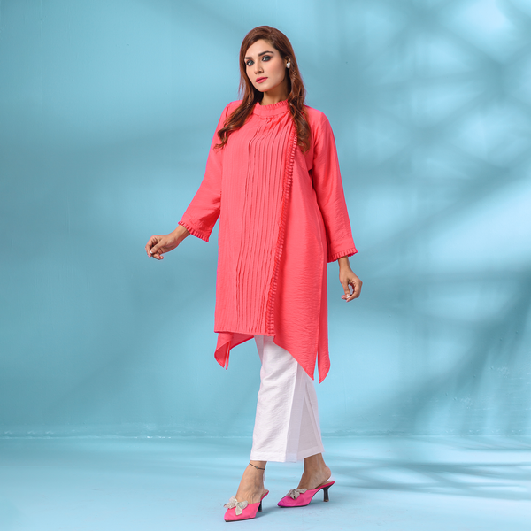 Suit Pink Stylish Blend Long Tunic