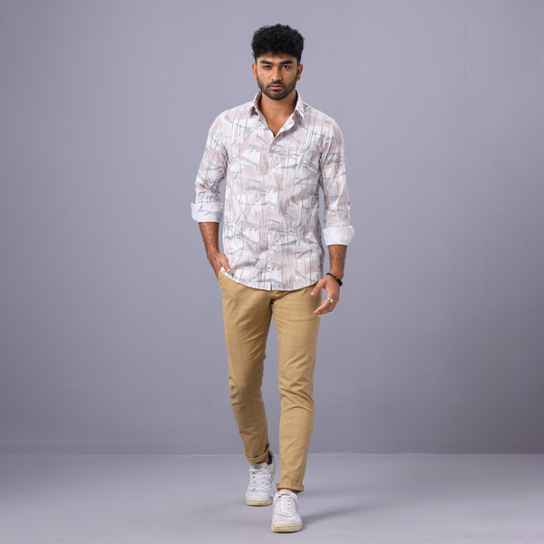 Printed Gray Color Premium Slim Fit Shirt