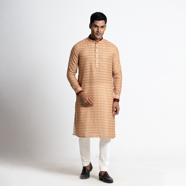 Tavaas Multicolor Printed Cotton Stylish Mens Panjabi