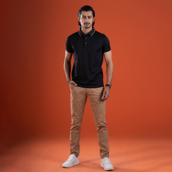 Solid Black  Color Mens Polo