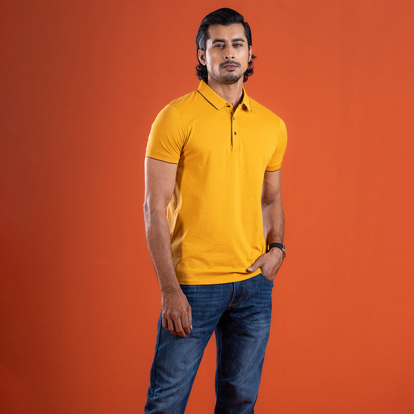 Solid Yellow  Color Mens Polo